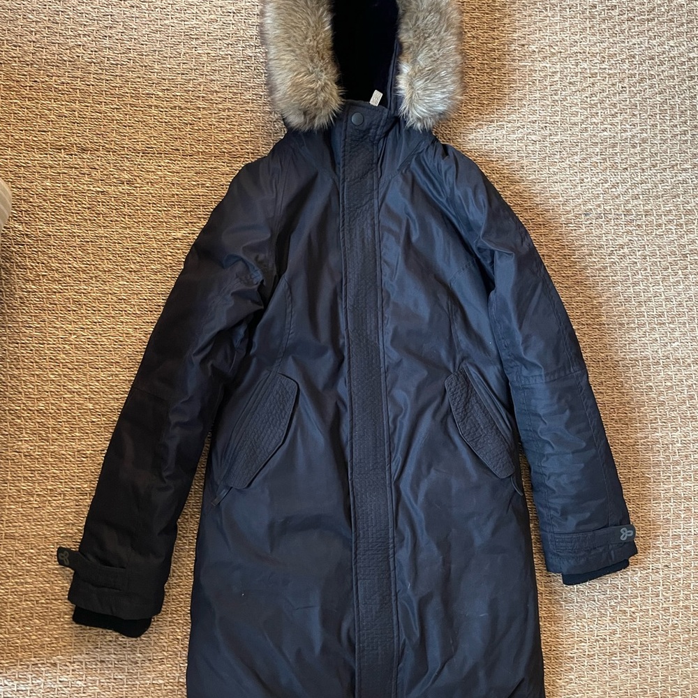 TNA Black Puffer Coat with Faux Fur Hood